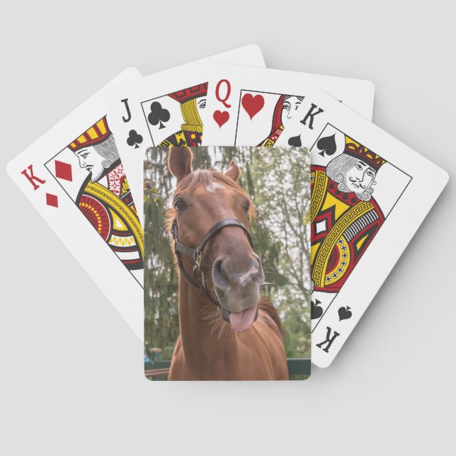 Cute Funny Horse Photograph Playing Cards (Back)