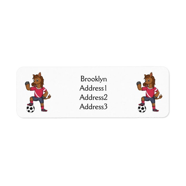 Cute funny horse playing soccer cartoon (Front)