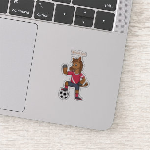 Cute funny horse playing soccer cartoon
