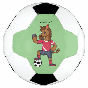 Cute funny horse playing soccer cartoon football