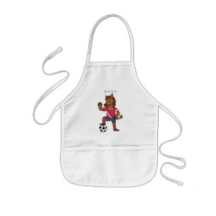 Cute funny horse playing soccer cartoon kids apron