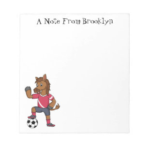 Cute funny horse playing soccer cartoon notepad