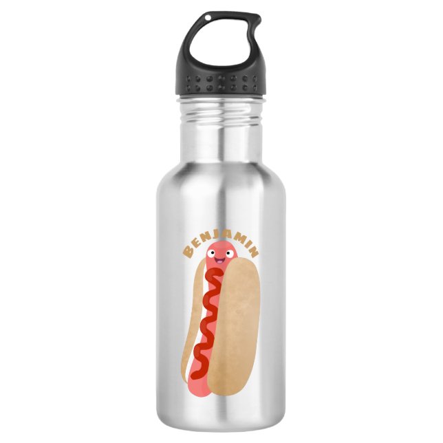 Cute funny hot dog Weiner cartoon 532 Ml Water Bottle (Front)