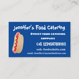Cute funny hot dog Weiner cartoon Business Card