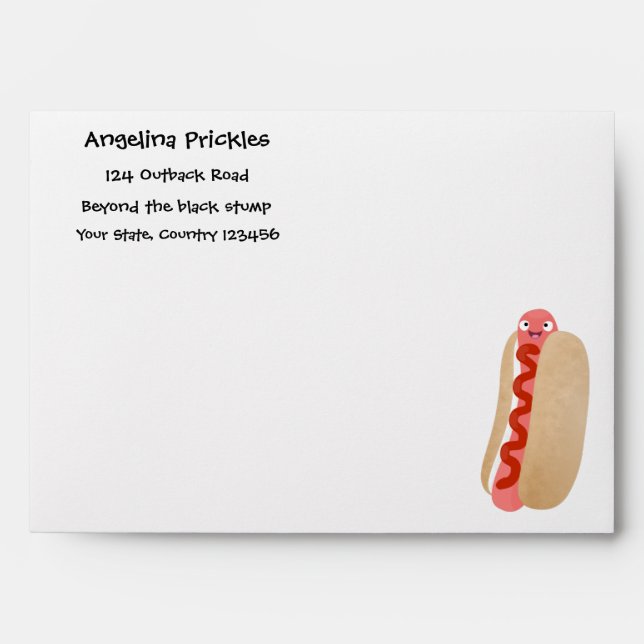 Cute funny hot dog Weiner cartoon Envelope (Front)
