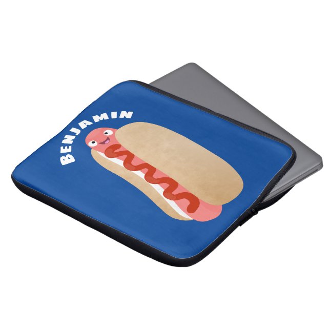 Cute funny hot dog Weiner cartoon Laptop Sleeve (Front Top)
