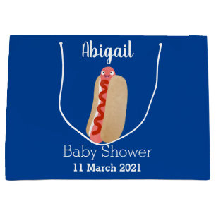Cute funny hot dog Weiner cartoon Large Gift Bag
