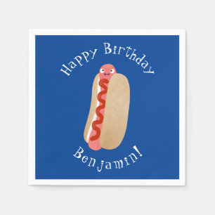Cute funny hot dog Weiner cartoon  Napkin