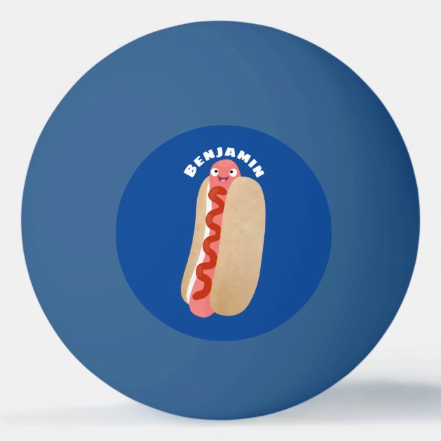 Cute funny hot dog Weiner cartoon Ping Pong Ball (Front)