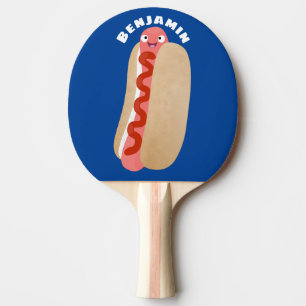 Cute funny hot dog Weiner cartoon Ping Pong Paddle