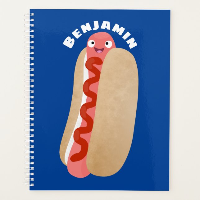 Cute funny hot dog Weiner cartoon Planner (Front)
