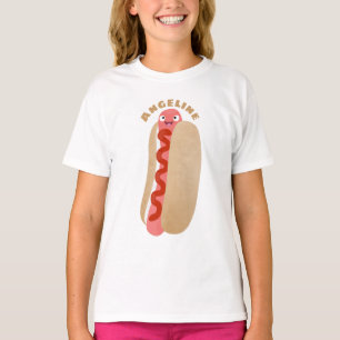 Cute funny hot dog Weiner cartoon  T-Shirt