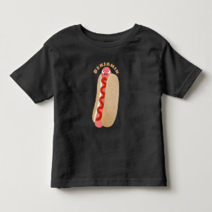 Cute funny hot dog Weiner cartoon Toddler T-Shirt