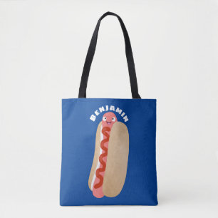 Cute funny hot dog Weiner cartoon  Tote Bag