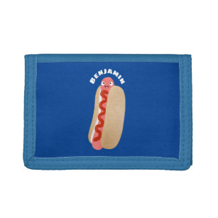 Cute funny hot dog Weiner cartoon Trifold Wallet