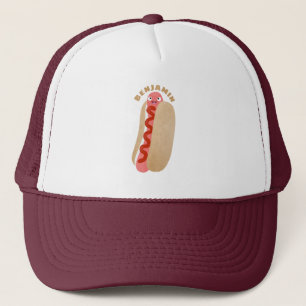 Cute funny hot dog Weiner cartoon Trucker Hat