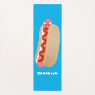 Cute funny hot dog Weiner cartoon Yoga Mat