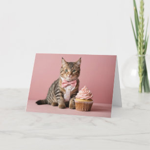 Cute Funny Humour Pink Congratulations Cat Card