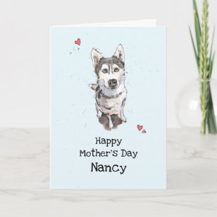 Cute funny Husky Blue Mother’s day Card