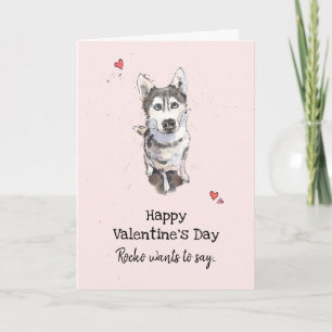 Cute & Funny Husky Valentine’s day Greetings Card