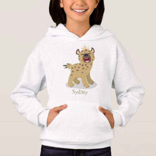 Cute funny hyena laughing cartoon illustration (Front)