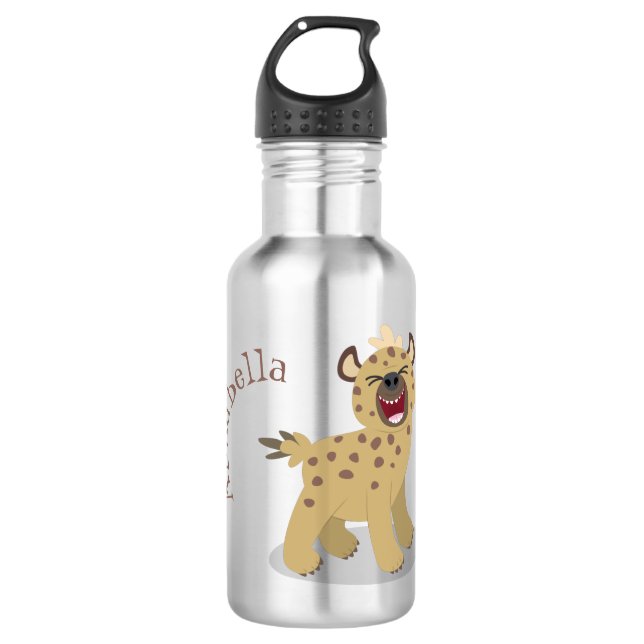Cute funny hyena laughing cartoon illustration 532 ml water bottle (Front)
