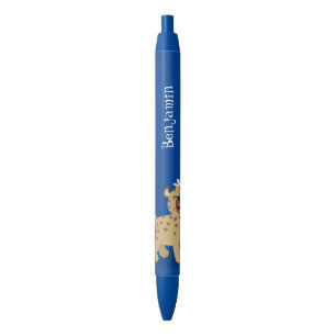 Cute funny hyena laughing cartoon illustration black ink pen