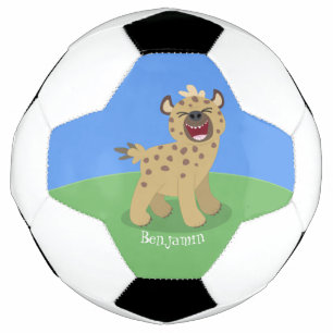 Cute funny hyena laughing cartoon illustration football