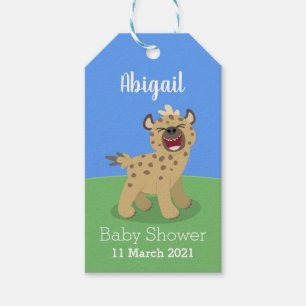 Cute funny hyena laughing cartoon illustration gift tags