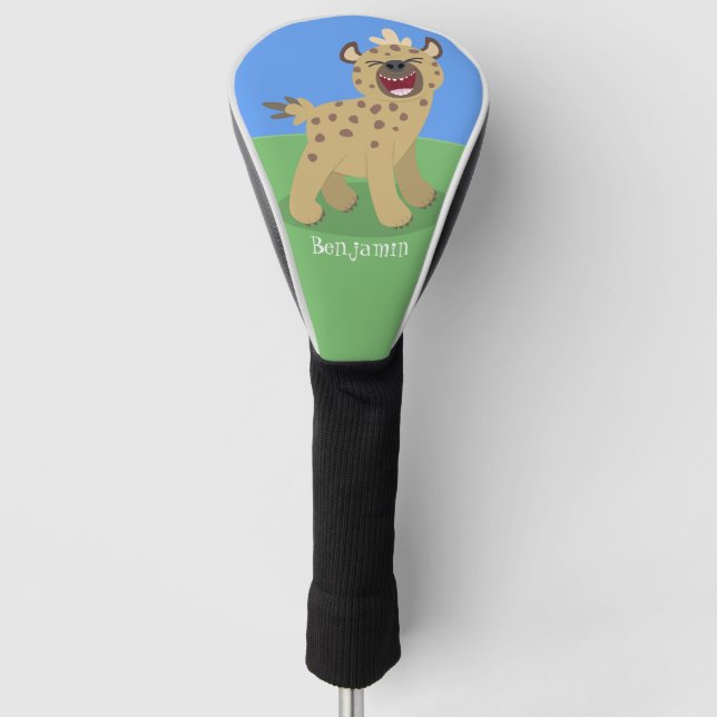 Cute funny hyena laughing cartoon illustration golf head cover (Front)
