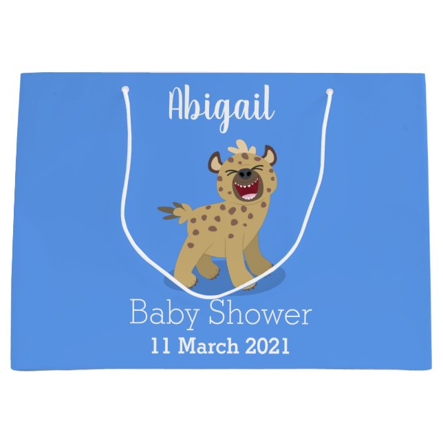 Cute funny hyena laughing cartoon illustration large gift bag (Front)