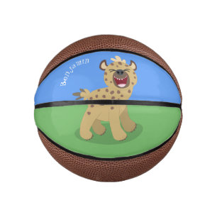 Cute funny hyena laughing cartoon illustration mini basketball