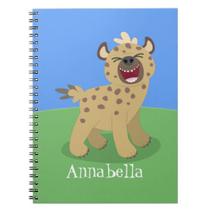 Cute funny hyena laughing cartoon illustration notebook