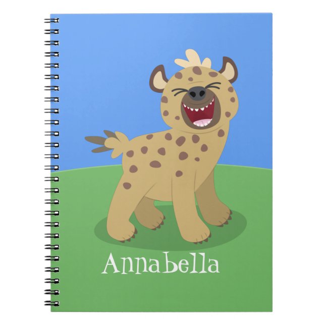 Cute funny hyena laughing cartoon illustration notebook (Front)