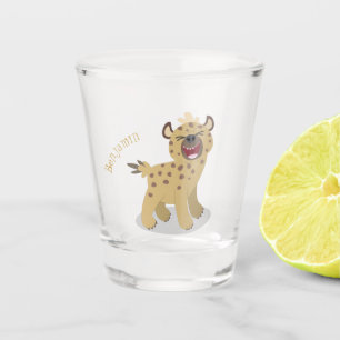 Cute funny hyena laughing cartoon illustration shot glass