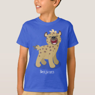 Cute funny hyena laughing cartoon illustration T-Shirt