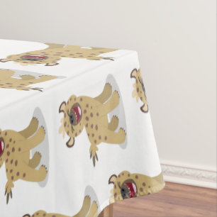 Cute funny hyena laughing cartoon illustration tablecloth