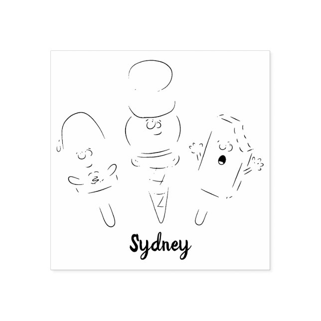 Cute funny ice cream popsicle cartoon rubber stamp (Imprint)