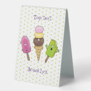 Cute funny ice cream popsicle cartoon trio