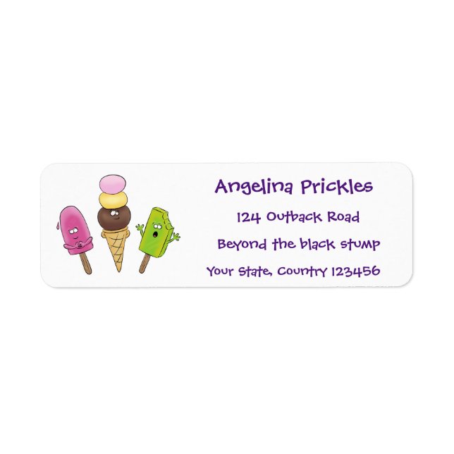 Cute funny ice cream popsicle cartoon trio (Front)