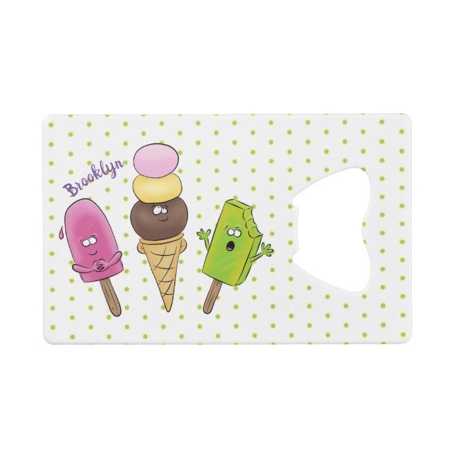 Cute funny ice cream popsicle cartoon trio (Front (Horizontal))