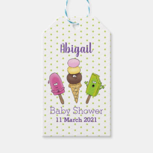 Cute funny ice cream popsicle cartoon trio  gift tags