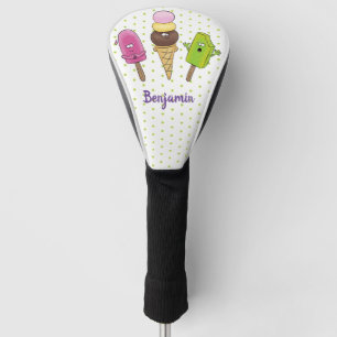 Cute funny ice cream popsicle cartoon trio golf head cover