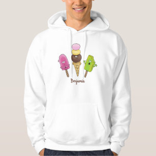 Cute funny ice cream popsicle cartoon trio hoodie