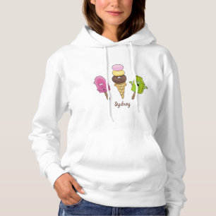 Cute funny ice cream popsicle cartoon trio hoodie