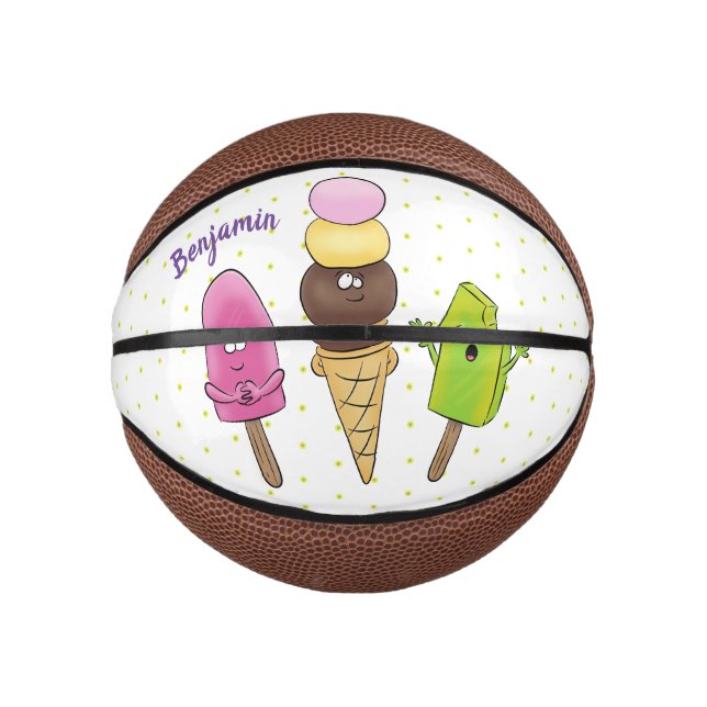 Cute funny ice cream popsicle cartoon trio mini basketball (Front)