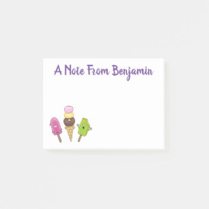 Cute funny ice cream popsicle cartoon trio post-it notes