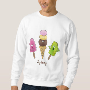 Cute funny ice cream popsicle cartoon trio sweatshirt
