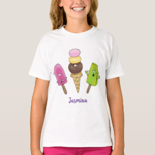 Cute funny ice cream popsicle cartoon trio T-Shirt