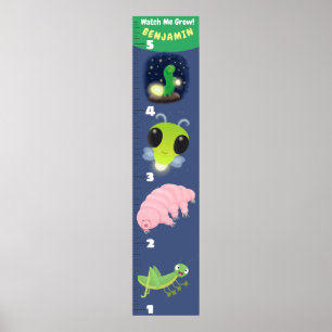 Cute funny insects cartoon growth chart